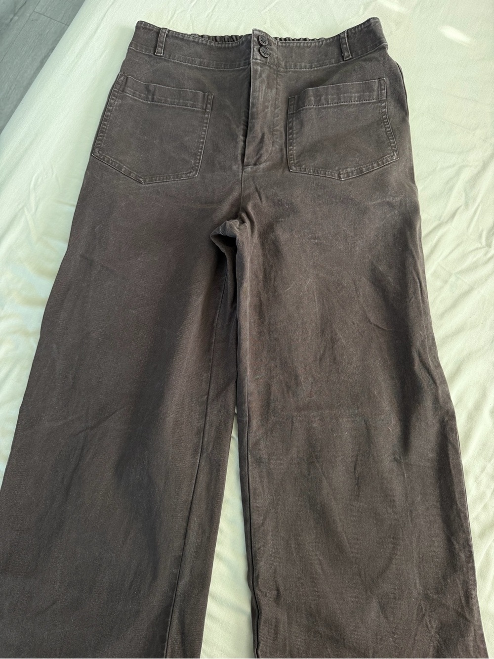 YFB Brown Elastic Waist Wide-Leg Pants